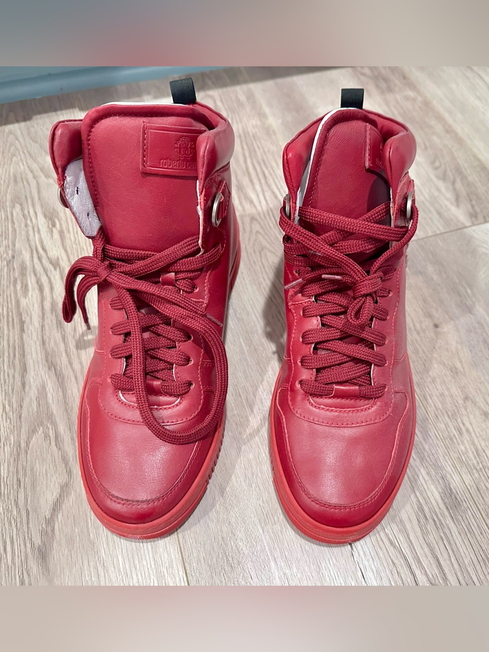 Roberto Cavalli Men’s Red High Top Sneakers Size 39